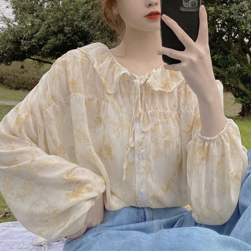 J&amp;M デヴィッドソン ぽふっとした袖が可愛い花柄ブラウス m776_1.jpg