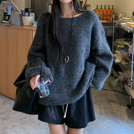 ニット ワンショルダー プルオーバー セーター ルーズ トップス 秋 冬 長袖 レトロ 韓国ファッション レディース 大人可愛い ガーリー カジュアル DTC-841323361590