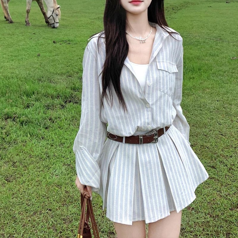 MORABITO blanc ストライプ シャツワンピース ベルト付 38 MORABITO blanc ストライプ シャツワンピース ベルト付 ラメ 38