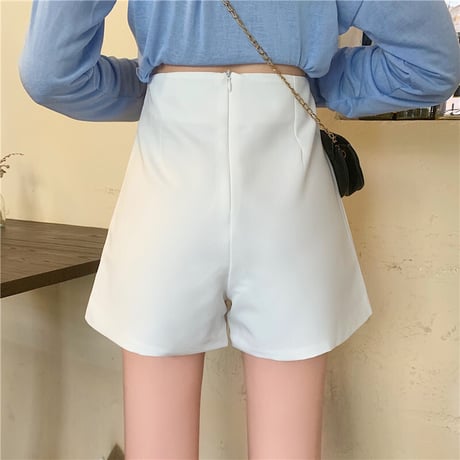 スカート風 ショートパンツ レースアップ ラップパンツ ハイウエスト アシンメトリー 韓国ファッション レディース ショーパン 編み上げ 大人可愛い ガーリー DTC-642171286098