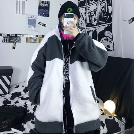 ユニセックス ボアブルゾン 厚手 ラムウール メンズ レディース ボアジャケット ジップアップ フリース オーバーサイズ 大きいサイズ ルーズ ストリート TBN-629982187858