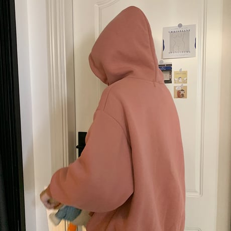 パーカー トップス 裏起毛 プラスベルベット プルオーバー ポケット シンプル ルーズ レトロ 韓国ファッション レディース ガーリー カジュアル DTC-654678669644