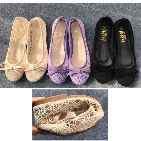 レディース メッシュ フラットシューズ パンプス バレエシューズ ぺたんこ 痛くない 歩きやすい 美脚 フェミニン (DCT-571282860224)