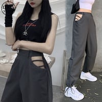 パンツ サイドオープン サイドスリット セクシー 薄手 ハイウエスト 韓国ファッション レディース ボトム 大人可愛い ガーリー DTC-620303160158_a