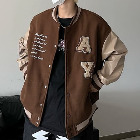 ユニセックス スタジャン 刺繍 オーバーサイズ 長袖 アウター ジャケット レトロ 韓国ファッション メンズ レディース カジュアル ストリートファッション DTC-683510664656