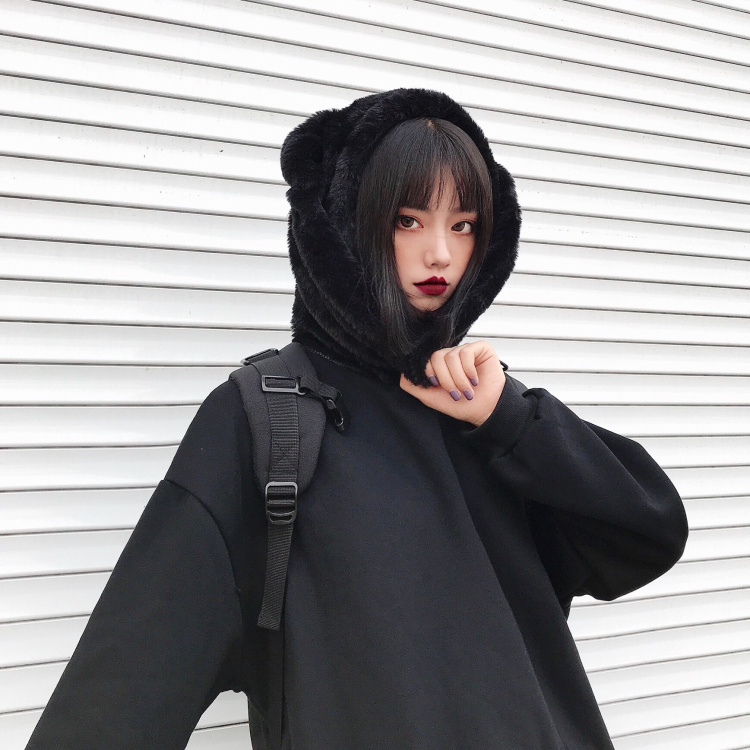 うさ耳 プルオーバー パーカー ラビットファーフード 韓国ファッション 
