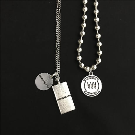 2セット ネックレス コイン プレート メダル チェーン付 ペンダント 金属アレルギー対応 チタン ユニセックス ストリート TBN-597612100572