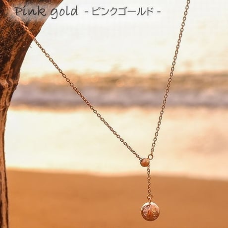 ハワイアンジュエリー ネックレス 金属アレルギー対応 Y字ネックレス 玉 チェーン付き スクロール 波 アクセサリー レディース ステンレス シルバー ゴールド ピンクゴールド gns8232
