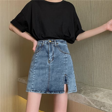 デニムスカート ショートパンツ 韓国ファッション レディース スカート ショート丈 ミニスカート デニム Aライン インナーパンツ ハイウエスト ガーリー 619026668698