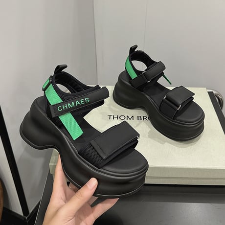 厚底 スポーツサンダル 22.0～24.5cm ボリュームソール マジックベルト 厚底ソール 厚底サンダル 美脚 カジュアル ビーチサンダル 歩きやすい DTCA-717889268011