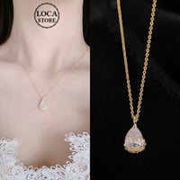 ネックレス レディース ティアドロップ 水滴 チェーン付 キラキラ ゴールド 合金 金メッキ シンプル ペンダント 人気 ジュエリー (DTC-602936755954)