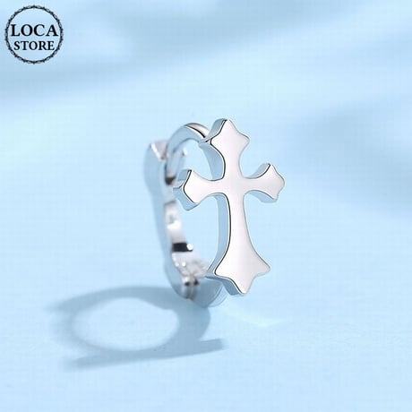 ピアス 片耳 クロス スターリングシルバー フープピアス シルバー925 アクセサリーDTC-624147972428)