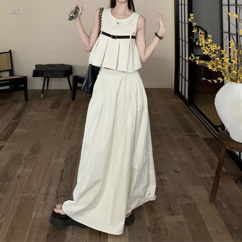 ノースリーブ セットアップ グリーン ロングスカート hr9521