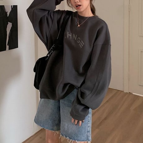 トレーナー ロンT 薄手 薄手トレーナー オーバーサイズ ラウンドネック ルーズ レトロ 韓国ファッション レディース ガーリー カジュアル ストリート系 DTC-655296556038