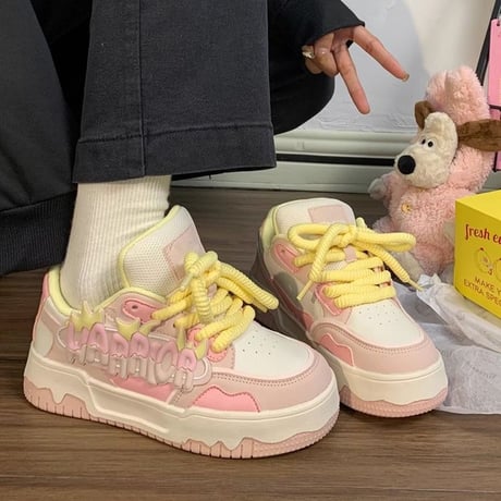 厚底スニーカー 22.5～25.0cm かわいい レースアップ ダッドスニーカー プラットフォーム 厚底 スニーカー シューズ 韓国ファッション レディース DTCA-802807652354