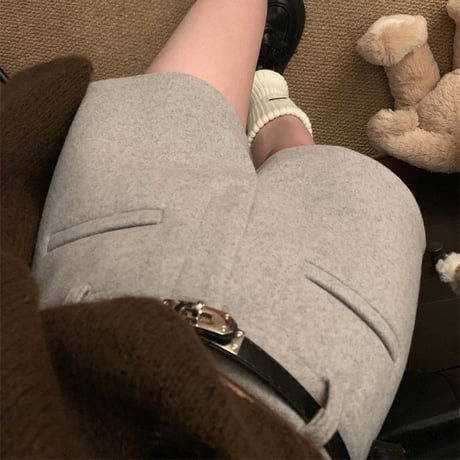 ショートパンツ ウール ハイウエスト スリム Aライン フェイクウール ショートボトム レトロ 韓国ファッション レディース 大人可愛い ガーリー カジュアル DTCA-859331219129