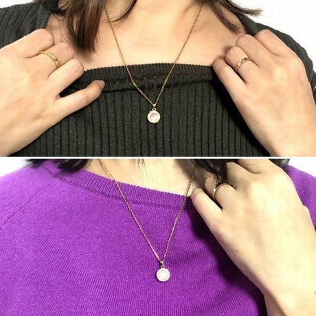 【ハワイアンジュエリー / HawaiianJewelry】 ネックレス シェルメダル  金属アレルギー対応 スクロール 波 イエローゴールド ステンレススチール 刻印可能商品 gps81033