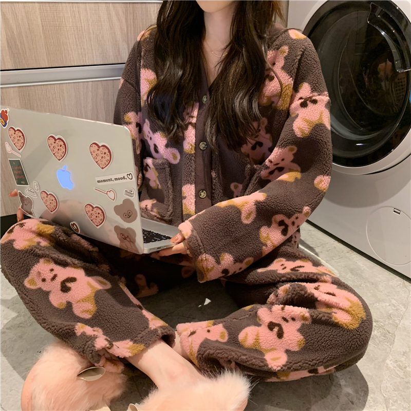 ルームウェア パジャマ セットアップ 上下セット クマ柄 ベアー