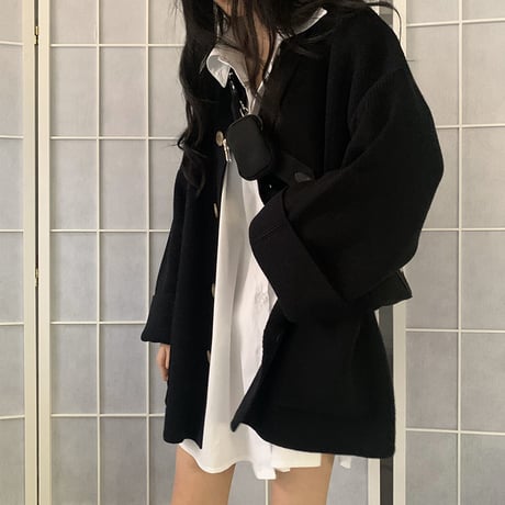 ニット カーディガン ジャケット ショートコート アウター シングルブレスト ウール ルーズ 体型カバー 韓国ファッション レディース レトロ 大人可愛い ガーリー DTC-655751414054