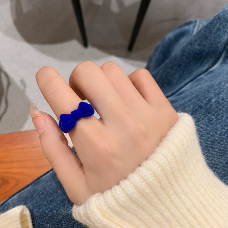 リング 指輪 リボンモチーフ ベロア フリーサイズ アクセサリー シンプル 合金 DTC-661673887159