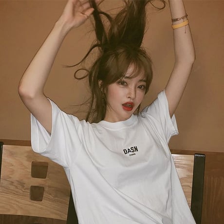 ユニセックス Tシャツ 半袖 ラウンドネック 英字 ワンポイント プリント オーバーサイズ 韓国ファッション メンズ レディース ストリートファッション DTC-589201953298