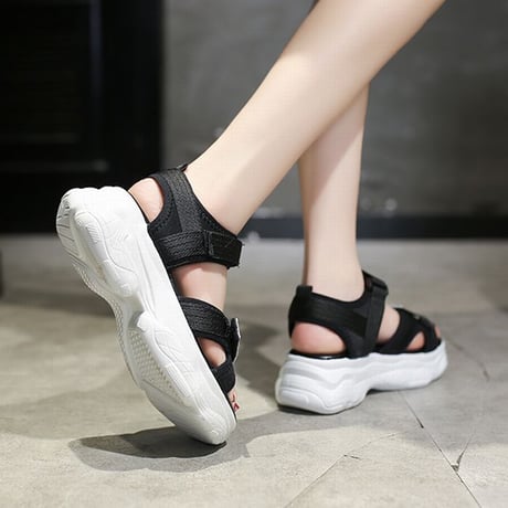 スポーツサンダル 厚底 スポサン 6.0cm 韓国ファッション レディース サンダル ベルト マジックテープ フラットサンダル 厚底サンダル フラット かわいい 歩きやすい 618070603594