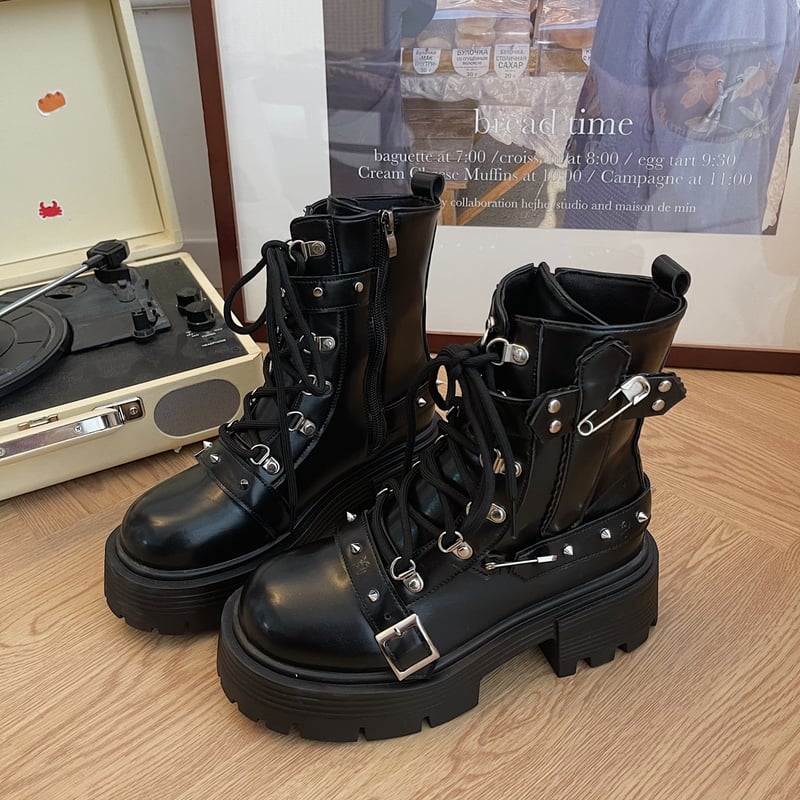 厚底 ショートブーツ 22.5~25.0cm 厚底ブーツ レースアップ 厚底 ショートブーツ 22.5~25.0cm 厚底ブーツ レースアップ