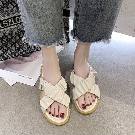フラットサンダル クロスストラップ スリッパ コンフォートサンダル 韓国ファッション レディース サンダル ぺたんこ キュート 痛くない かわいい 歩きやすい 619149138473