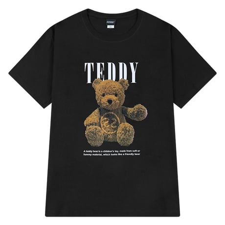 ユニセックス Tシャツ 半袖 クマちゃん ベアー プリント オーバーサイズ 大きめ クルーネック 韓国ファッション メンズ レディース カジュアル ストリート系 DTC-665556153023