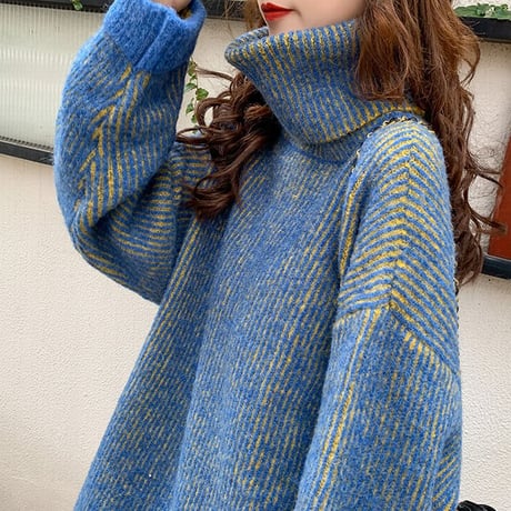 ニット セーター タートルネック 厚い 韓国ファッション レディース ハイネック トップス ルーズ ゆったり ウール 体型カバー 大人可愛い ガーリー DTC-629244791892