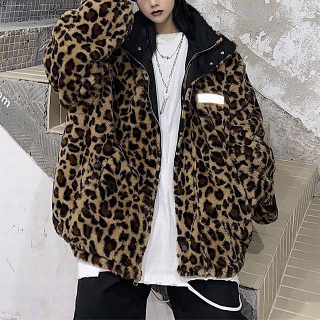 WHITE LINE レオパード柄リバーシブルブルゾン