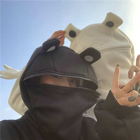 ユニセックス プルオーバー パーカー メンズ レディース カエル フードジップ オーバーサイズ ルーズ 大きいサイズ ストリート ファッション TBN-629153042156