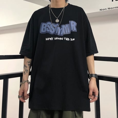 Tシャツ 半袖 メンズ レディース ユニセックス ラウンドネック 英字 プリント オーバーサイズ 大きいサイズ ルーズ ストリート TBN-615433839019