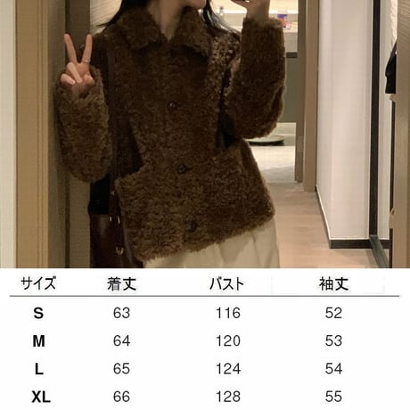 ボア ショートコート ボアジャケット フェイクラムウール アウター ルーズ ショート丈 長袖 レトロ 韓国ファッション レディース 大人可愛い ガーリー DTC-747471203218