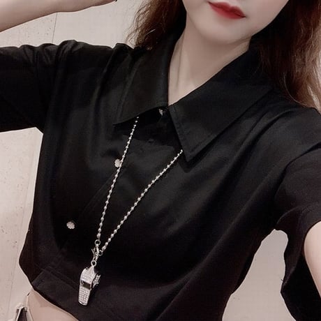 ネックレス ホイッスル チェーン付き 韓国アクセサリー ペンダント キラキラ 合金 アクセサリー ジュエリー パーティー (DTC-522889945673)