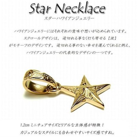 ハワイアンジュエリー ネックレス スター 星 金属アレルギー対応 スクロール シルバー ゴールド ピンクゴールド レディース メンズ サージカルステンレス gps8987