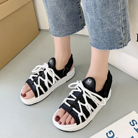 スポーツサンダル フラット スポサン 3.5cm ベルト マジックテープ 韓国ファッション レディース サンダル フラットサンダル かわいい 歩きやすい 619472931234