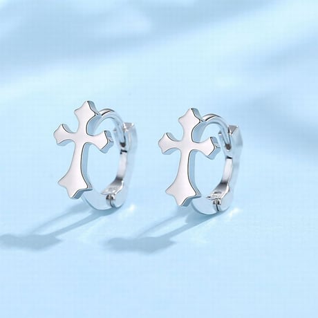 ピアス 片耳 クロス スターリングシルバー フープピアス シルバー925 アクセサリーDTC-624147972428)