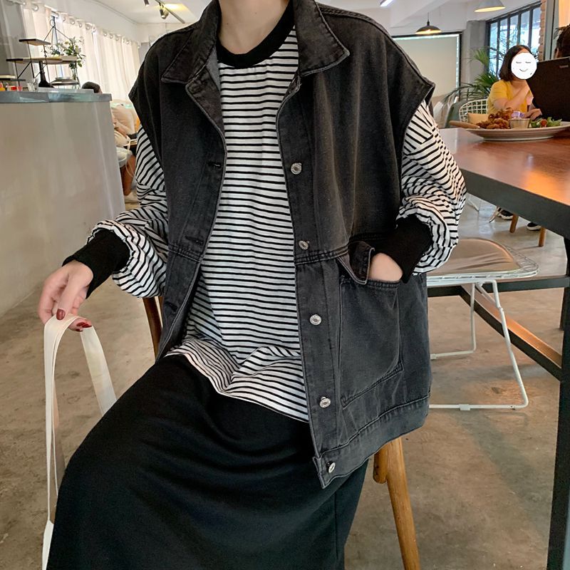 デニムベスト ジレ ベストジャケット デニム オーバーサイズ