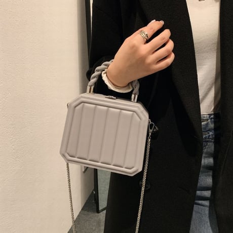 【7カラー】 2wayバッグ ショルダーバッグ ハンドバッグ チェーンストラップ スクエアバック トランクバック 韓国ファッション レディース 大人可愛い ガーリー DTC-651557135282