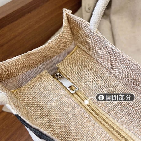 クマのぬいぐるみ付き 麻バッグ リネン ハンドバッグ キャンバスバッグ ミニバッグ ジッパー シンプル レトロ DTC-632445318533