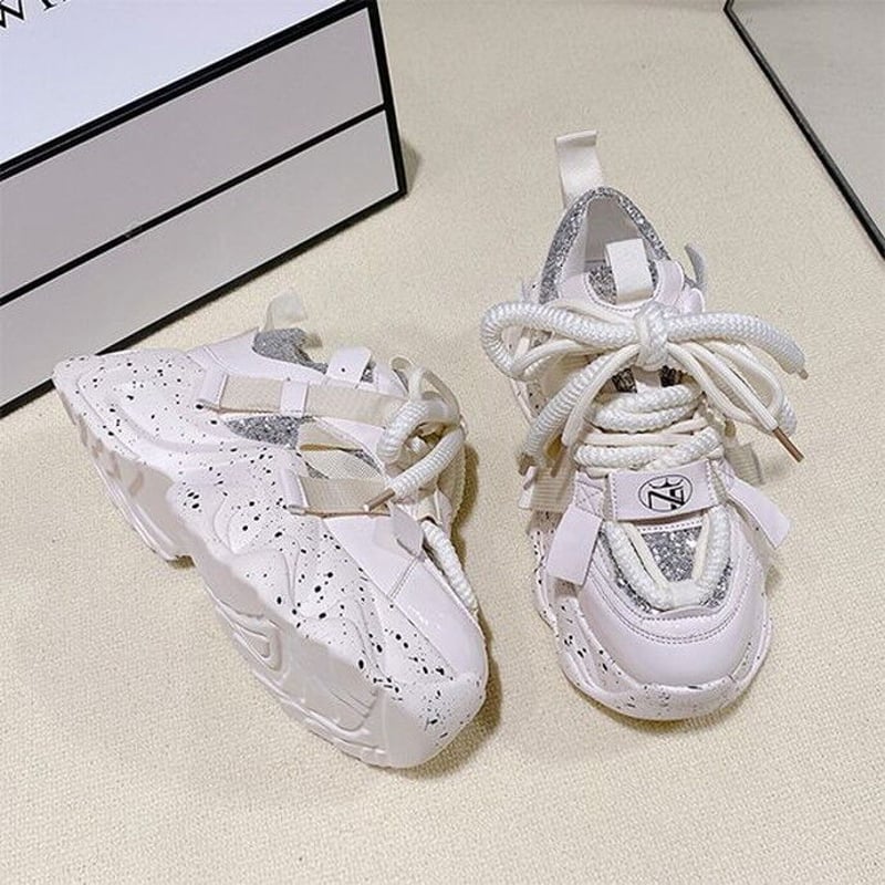 厚底スニーカー グリッター 22.0～24.5cm ラメ 厚底 ダッド