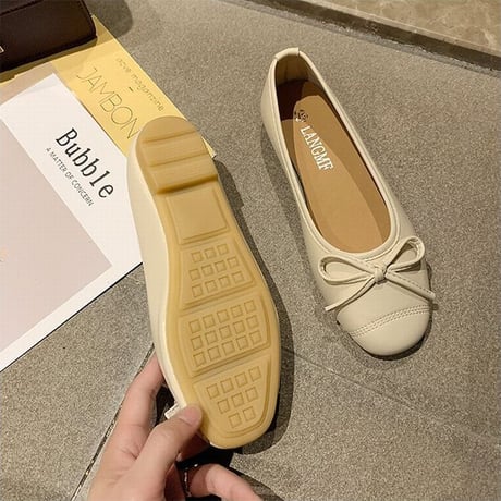 パンプス リボン フラットシューズ 22.5～25.0cm ぺたんこ 韓国ファッション レディース シンプル フラットパンプス ローヒール シューズ キュート かわいい 598254974136