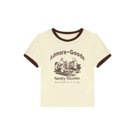 レトロプリント Tシャツ ショート丈 半袖 クルーネック スリムフィット レトロ カジュアル ストリートファッション ストリート系女子 DTCA-702505709620
