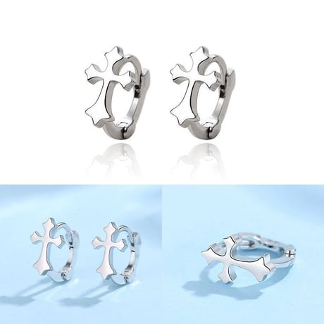 ピアス 片耳 クロス スターリングシルバー フープピアス シルバー925 アクセサリーDTC-624147972428)