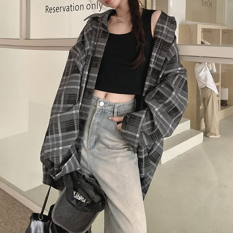 オーバーサイズ チェックシャツ トップス チェック柄 シャツ オーバーサイズ チェックシャツ トップス チェック柄 シャツ