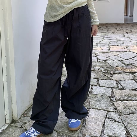 シアートップス パラシュートパンツ シアーTシャツ トップス ワイドパンツ ドローコード 長袖 セットアップ 韓国ファッション レディース 大人可愛い ガーリー DTC-768485999145