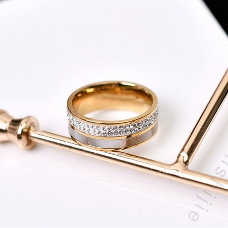 リング レディース 金属アレルギー対応 イエローゴールド ローズゴールド チタンスチール ステンレス CZ 指輪 キラキラ アクセサリー DTC-597070310491