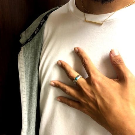 【HAWAIIANJEWELRY / ハワイアンジュエリー】  リング 指輪 ターコイズ 金属アレルギー対応 K14 PVDコーティング メンズ レディース 刻印 名入れ インスタ (grs8673)