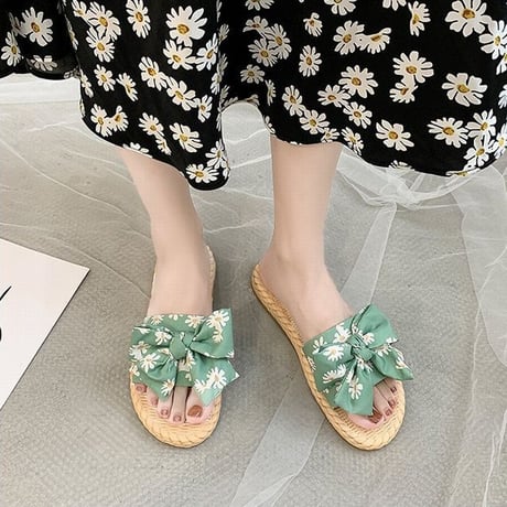 リボン サンダル コンフォートサンダル 韓国ファッション レディース スリッパ フラットサンダル ぺたんこ キュート 痛くない かわいい 歩きやすい 617626264353